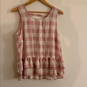 Chic Pink and White Checkered Tank Top